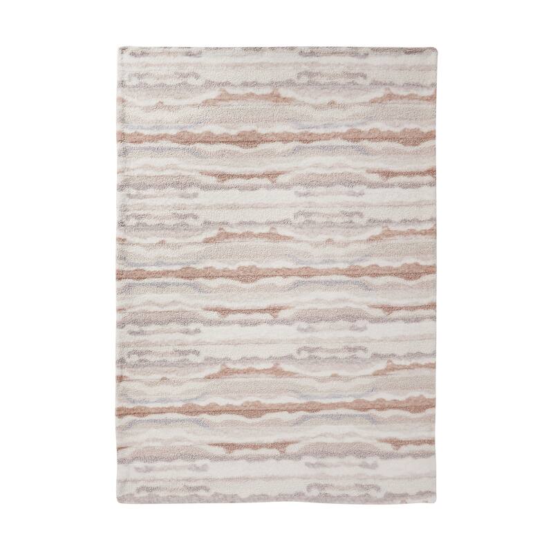 Lucky Brand Teddy Stripe Synthetic Fur 50" x 70" Throw Blanket Bed